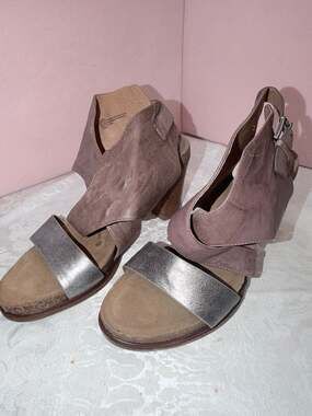 Söfft Christine Strappy Leather Heels Cork Platform Sandals Beta Grey Size 11